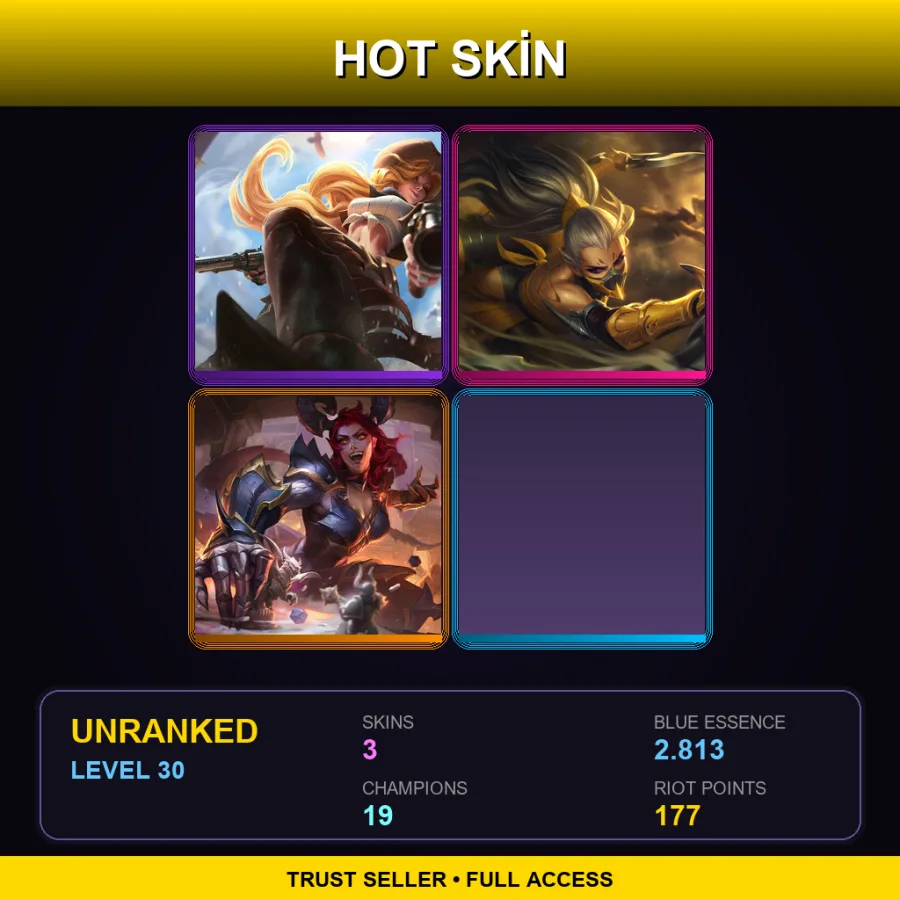 NA | Cowgirl Miss Fortune | Stinger Akali | Shyvana Ironscale | 3 Skin | 19 Champ | Lv30 — LoL account