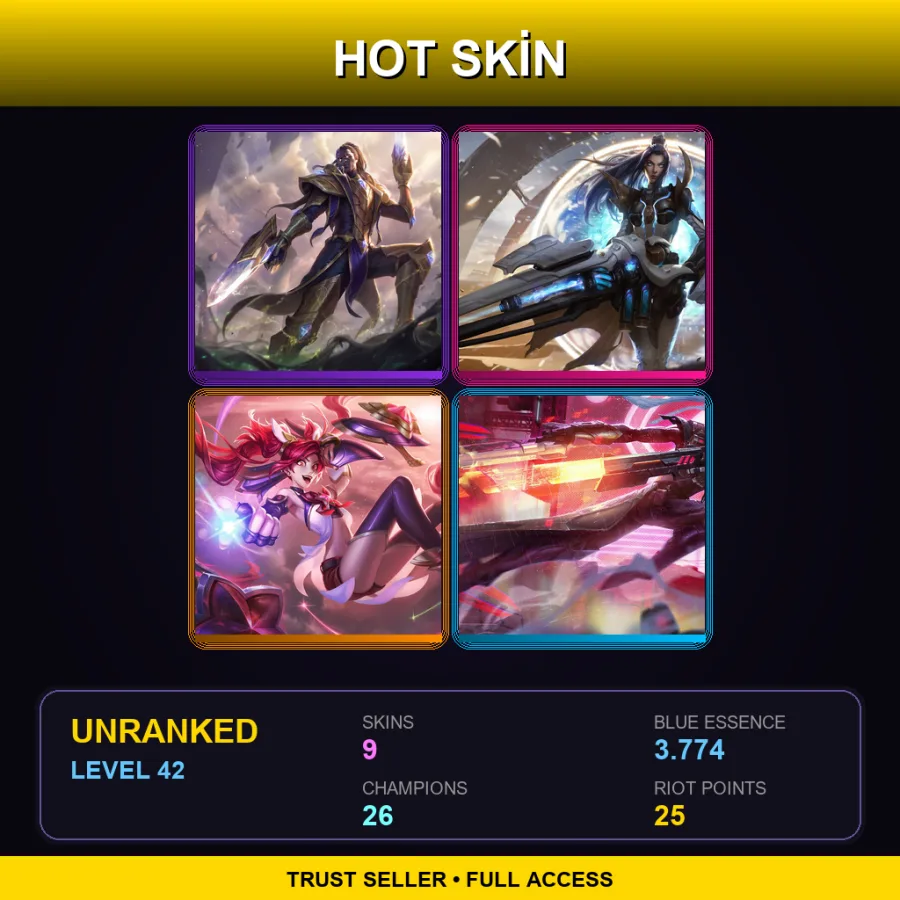 NA | Lv42 | Unranked | 9 Skin | 26 Champ — LoL account