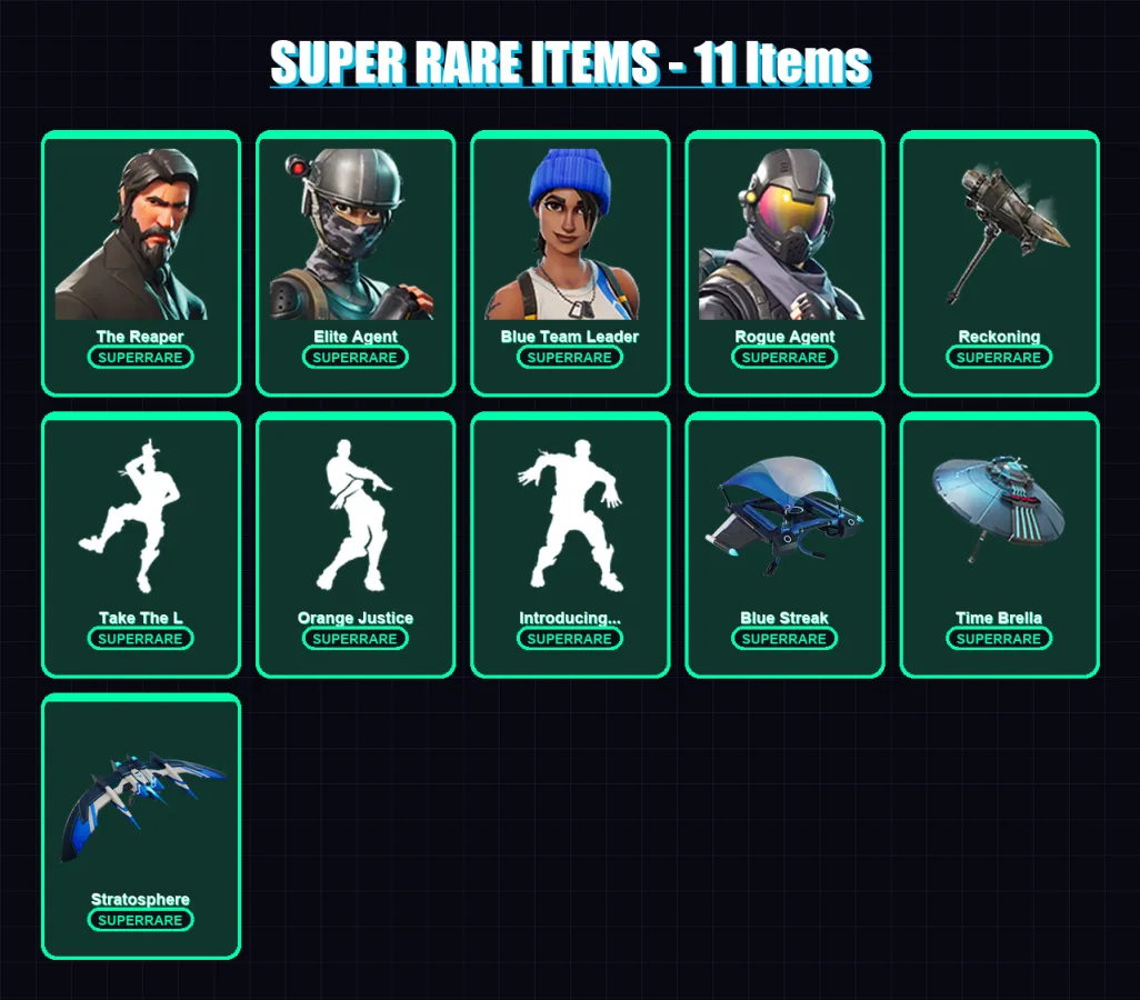 [PS4/PS5/XBOX/PC] | The Reaper | Elite Agent | Blue Team Leader | Rogue Agent | Omega | 86 skin | 78 pickaxe | 60 emote | 78 glider | Lv1033