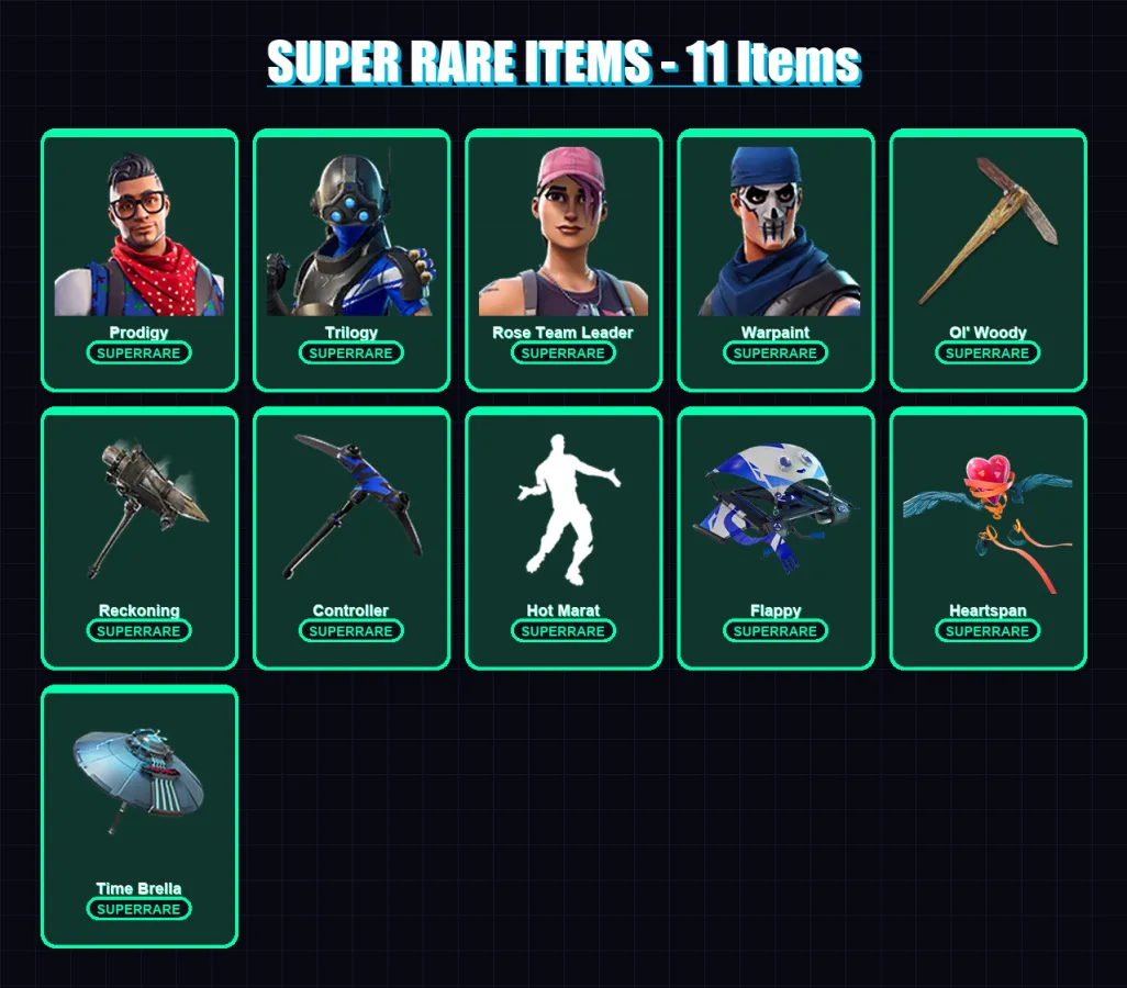 [PC/XBOX] | Prodigy | Trilogy | Rose Team Leader | Warpaint | Luxe | 115 skin | 100 pickaxe | 94 emote | 83 glider | Lv1049 — Fortnite account