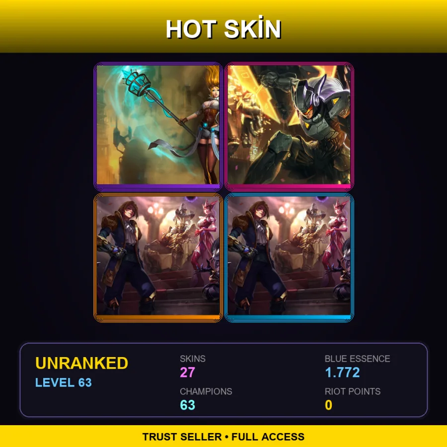EUW | Lv63 | Unranked | 27 Skin | 63 Champ
