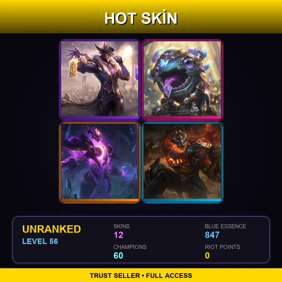 TR | Lv56 | Unranked | 12 Skin | 60 Champ — Dark Star Xerath