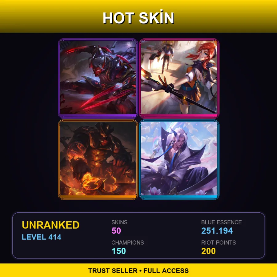 LAN | Lv414 | Unranked | 50 Skin | 150 Champ