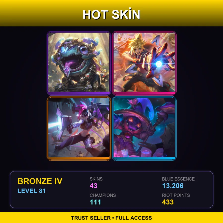 EUW | Lv81 | Bronze IV | 43 Skin | 111 Champ