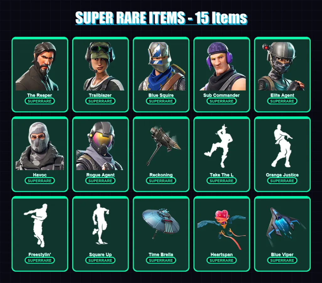 [PS4/PS5/XBOX/PC] | The Reaper | Trailblazer | Blue Squire | Sub Commander | Elite Agent | 116 skin | 105 pickaxe | 93 emote | 96 glider | Lv1221