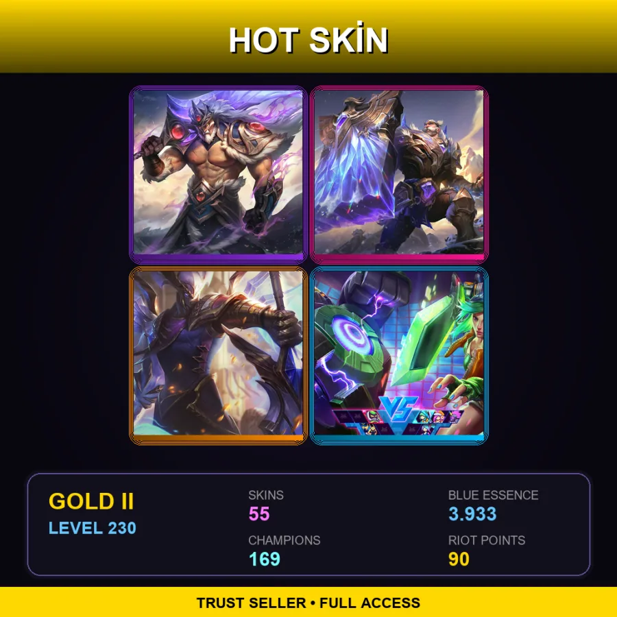 LAN | Lv230 | Gold II | 55 Skin | 169 Champ