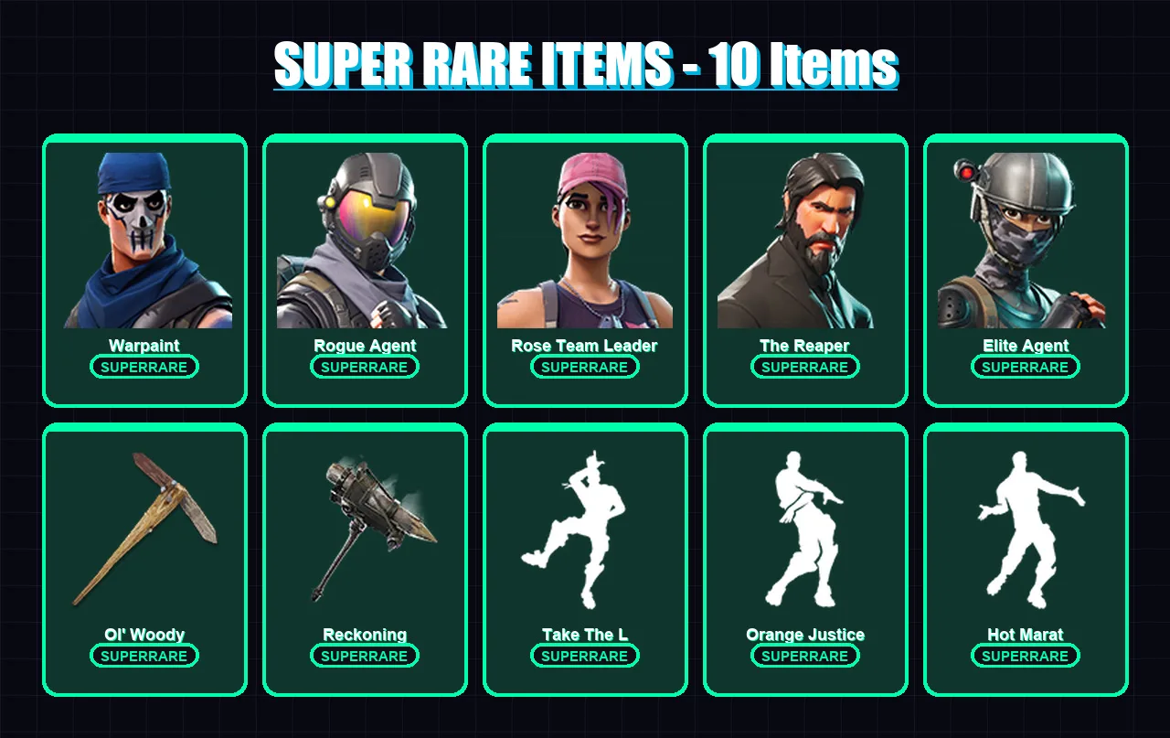 [PC/PSN] | Warpaint | Rogue Agent | Rose Team Leader | The Reaper | Elite Agent | 65 skin | 55 pickaxe | 74 emote | 64 glider | Lv954