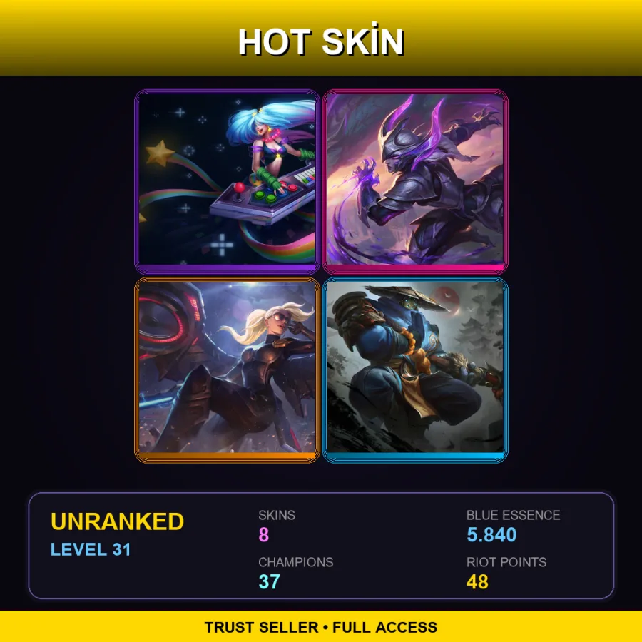 NA | Lv31 | Unranked | 8 Skin | 37 Champ