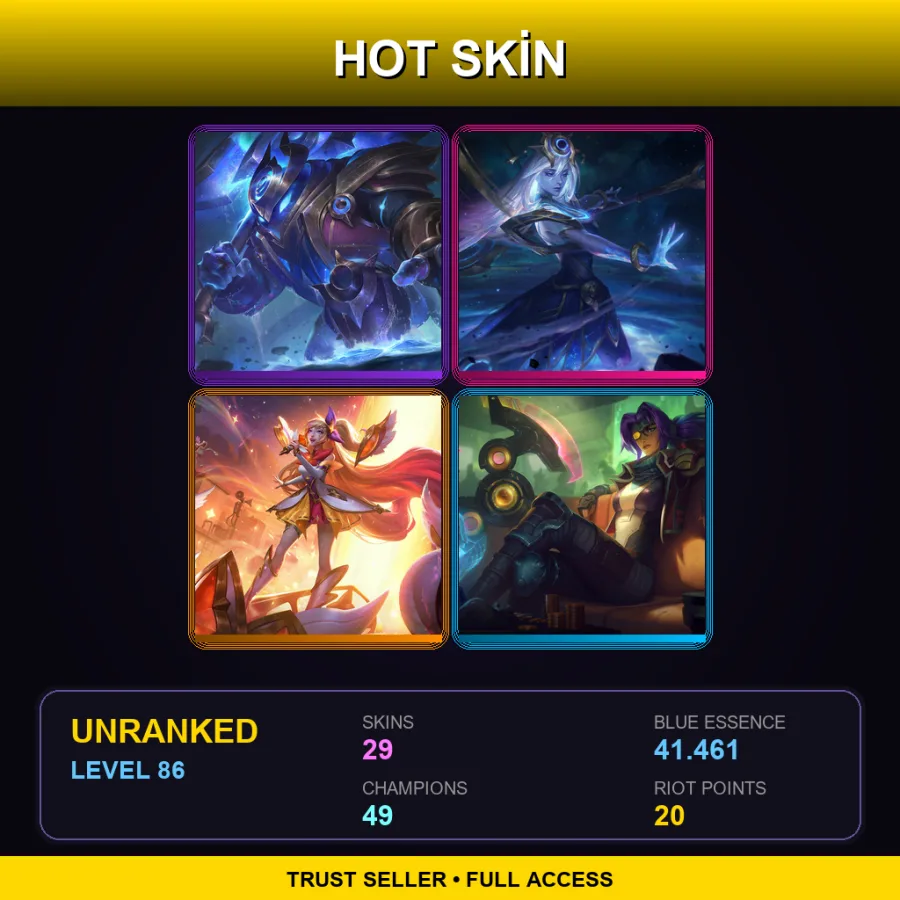 NA | Lv86 | Unranked | 29 Skin | 49 Champ — LoL account
