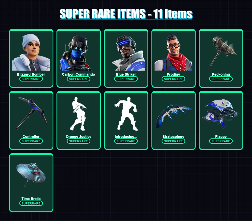[PC/XBOX] | Blizzard Bomber | Carbon Commando | Blue Striker | Prodigy | Blackheart | 91 skin | 83 pickaxe | 85 emote | 83 glider | Lv1290