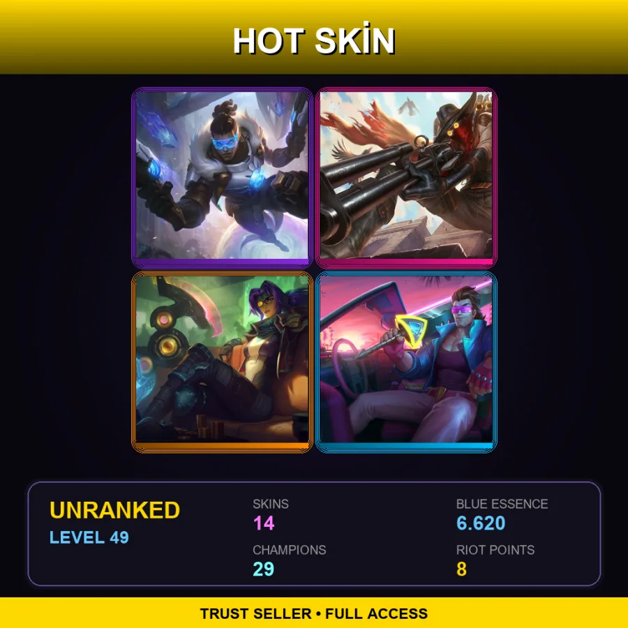 EUW | Lv49 | Unranked | 14 Skin | 29 Champ — LoL account
