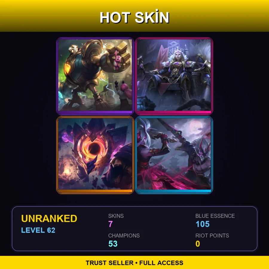LAS | Lv62 | Unranked | 7 Skin | 53 Champ