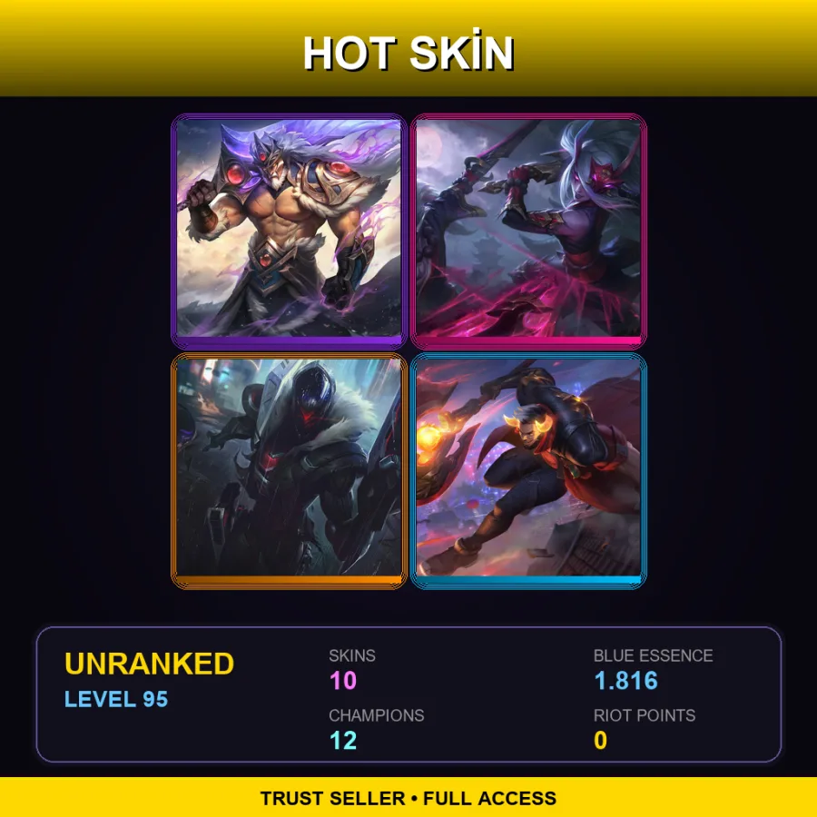 OCE | Lv95 | Unranked | 10 Skin | 12 Champ — LoL account