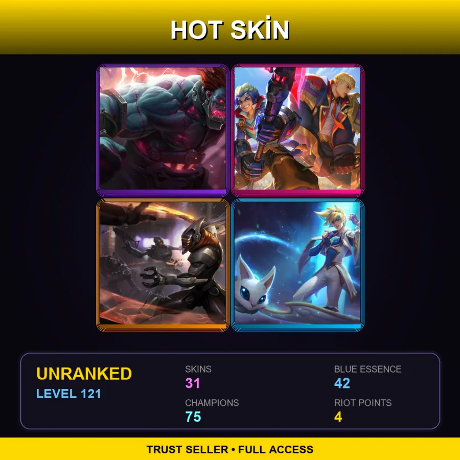 SG | Lv121 | Unranked | 31 Skin | 75 Champ — LoL account