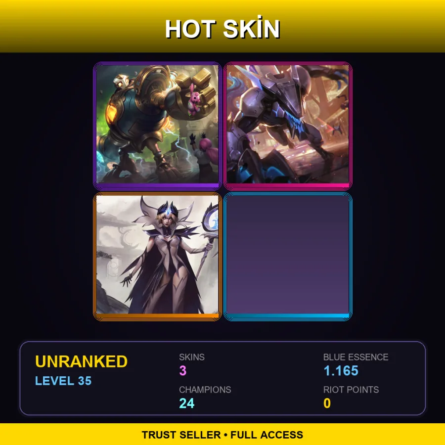 EUW | Lv35 | Unranked | 3 Skin | 24 Champ — LoL account