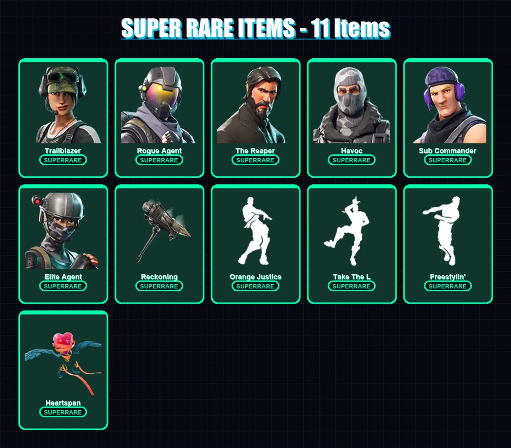 [PC/XBOX/PSN] | Trailblazer | Rogue Agent | The Reaper | Havoc | Sub Commander | 67 skin | 46 pickaxe | 56 emote | 52 glider | Lv679