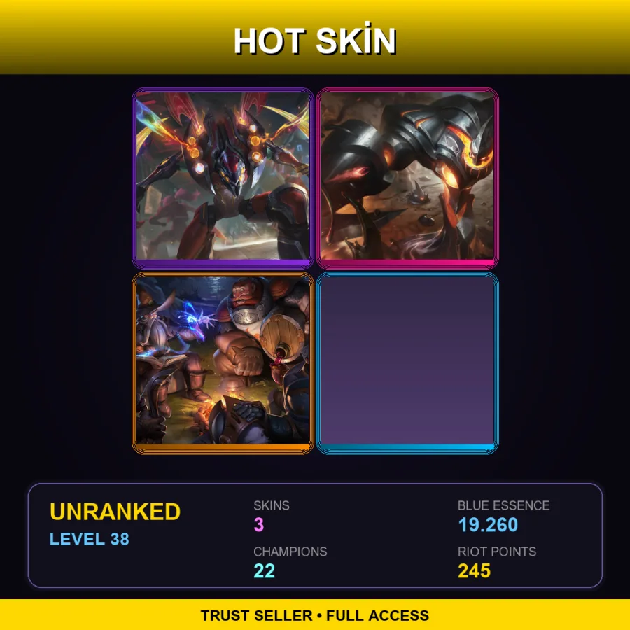 EUW | Lv38 | Unranked | 3 Skin | 22 Champ