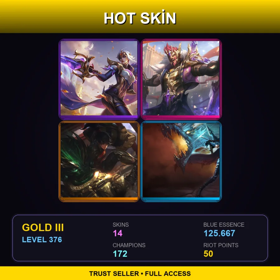LAS | Lv376 | Gold III | 14 Skin | 172 Champ