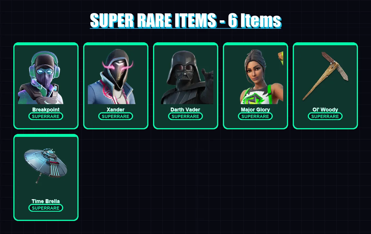 [PC/XBOX/PSN] | Breakpoint | Xander | Darth Vader | Major Glory | Frozen Love Ranger | 218 skin | 227 pickaxe | 129 emote | 155 glider | Lv2066