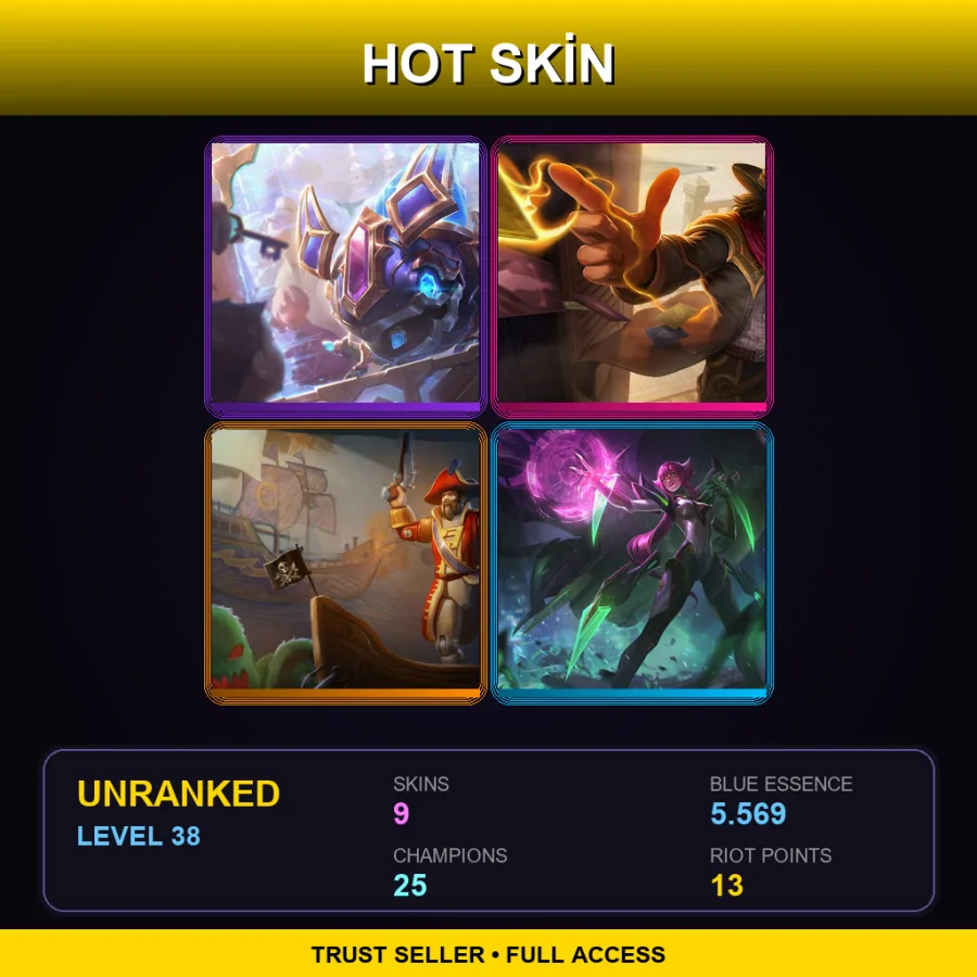 EUNE | Lv38 | Unranked | 9 Skin | 25 Champ — LoL account