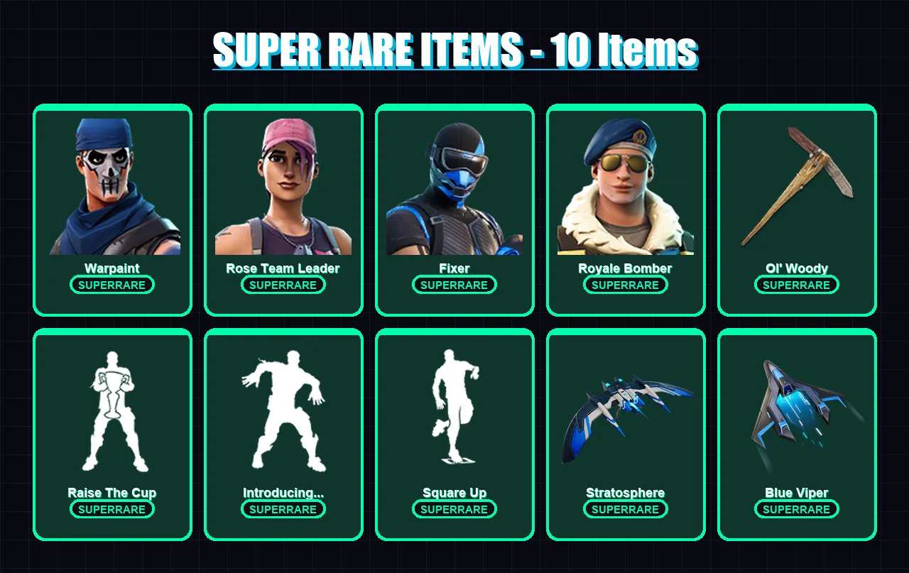 [PS4/PS5/XBOX/PC] | Warpaint | Rose Team Leader | Fixer | Royale Bomber | Fusion | 67 skin | 63 pickaxe | 93 emote | 58 glider | Lv925
