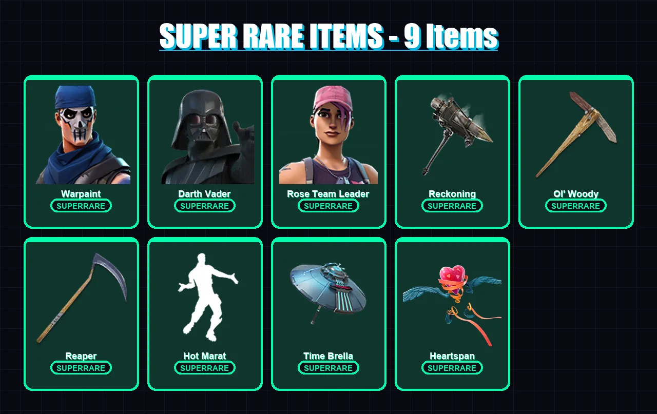 [PC/XBOX/PSN] | Warpaint | Darth Vader | Rose Team Leader | Lynx | Fade | 153 skin | 157 pickaxe | 152 emote | 143 glider | Lv1905