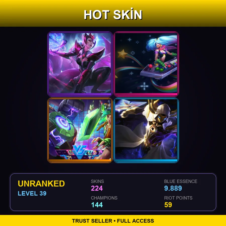 TR | Lv39 | Unranked | 224 Skin | 144 Champ — LoL account