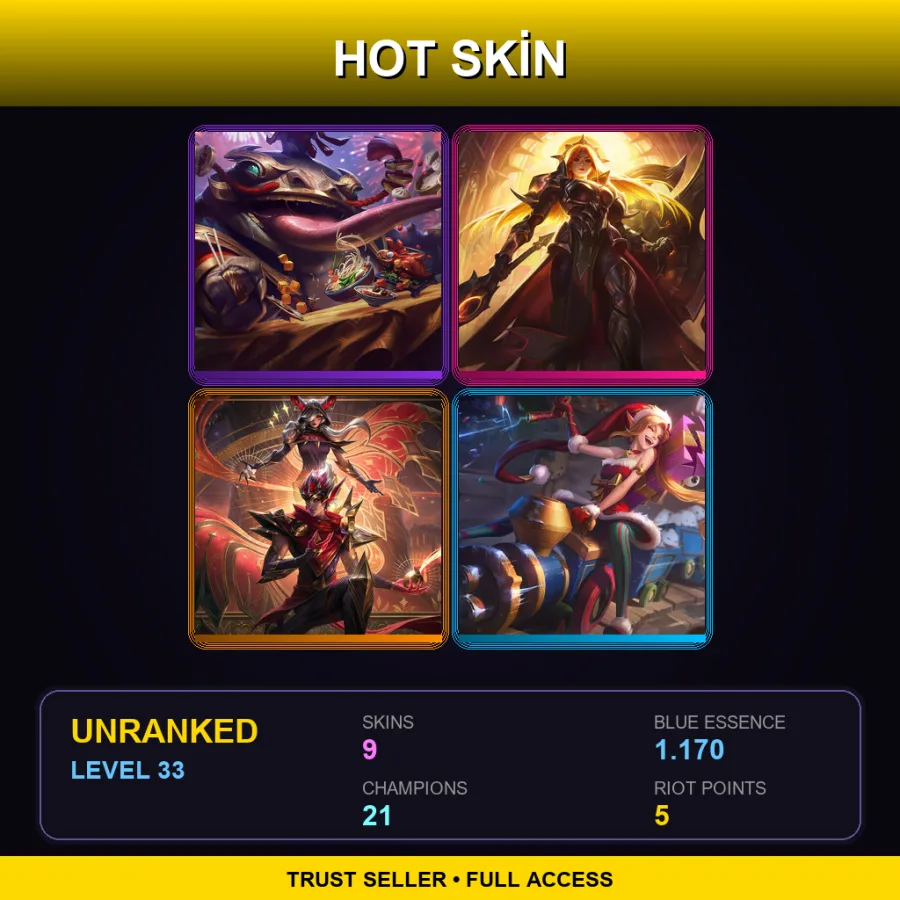 EUNE | Lv33 | Unranked | 9 Skin | 21 Champ — Coin Emperor Tahm Kench
