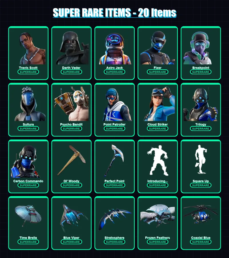 [PC] | Travis Scott | Darth Vader | Astro Jack | Fixer | Breakpoint | 241 skin | 255 pickaxe | 204 emote | 205 glider | Lv3700