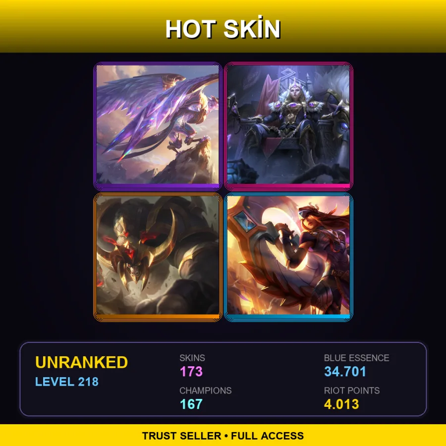 EUW | Lv218 | Unranked | 173 Skin | 167 Champ