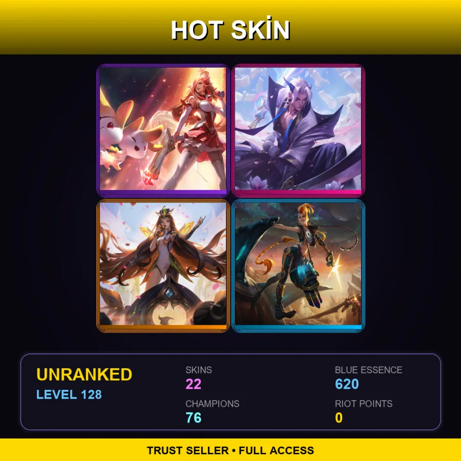 LAS | Lv128 | Unranked | 22 Skin | 76 Champ — LoL account
