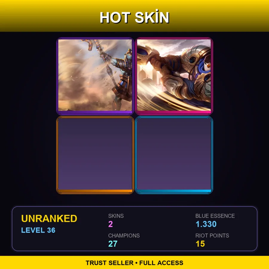 EUNE | Lv36 | Unranked | 2 Skin | 27 Champ — LoL account
