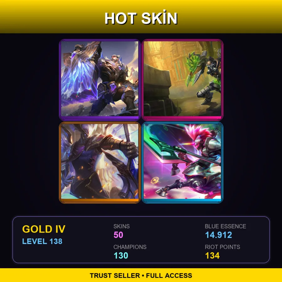BR | Victorious Braum | Hextech Singed | Victorious Aatrox | Arcade Hecarim | 50 Skin | 130 Champ | Gold IV | Lv138