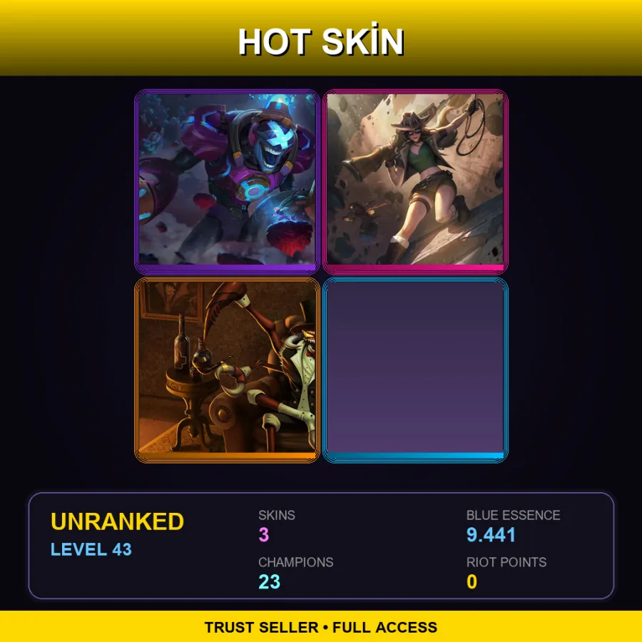 EUW | Lv43 | Unranked | 3 Skin | 23 Champ — LoL account