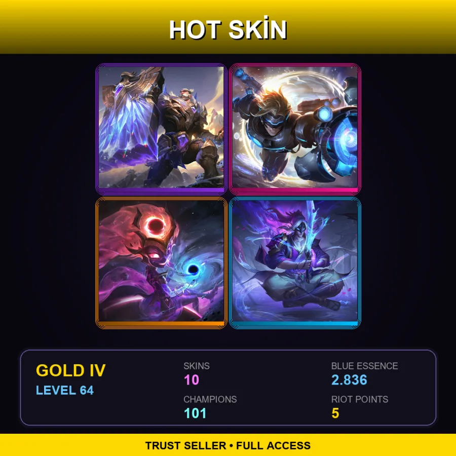 VN | Lv64 | Gold IV | 10 Skin | 101 Champ