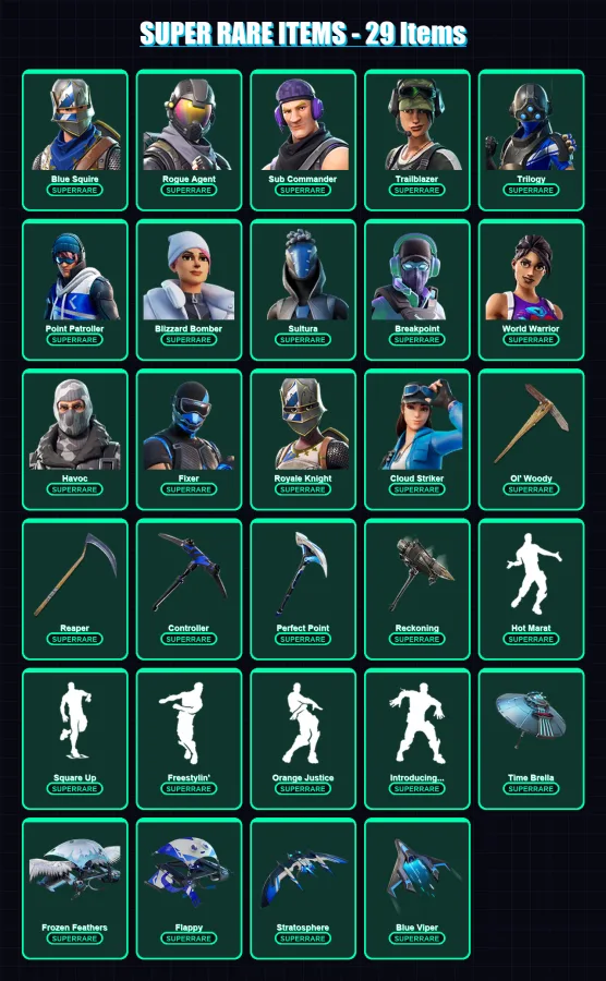 [PC/XBOX] | Blue Squire | Rogue Agent | Sub Commander | Trailblazer | Trilogy | 213 skin | 193 pickaxe | 151 emote | 142 glider | Lv1853