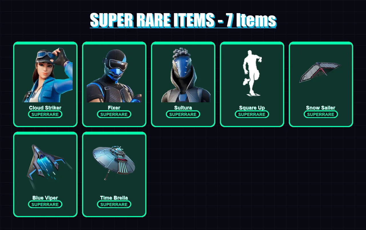 [PS4/PS5/XBOX/PC] | Cloud Striker | Fixer | Sultura | Spectra Knight | Lil Split | 12 skin | 71 pickaxe | 52 emote | 59 glider | Lv948
