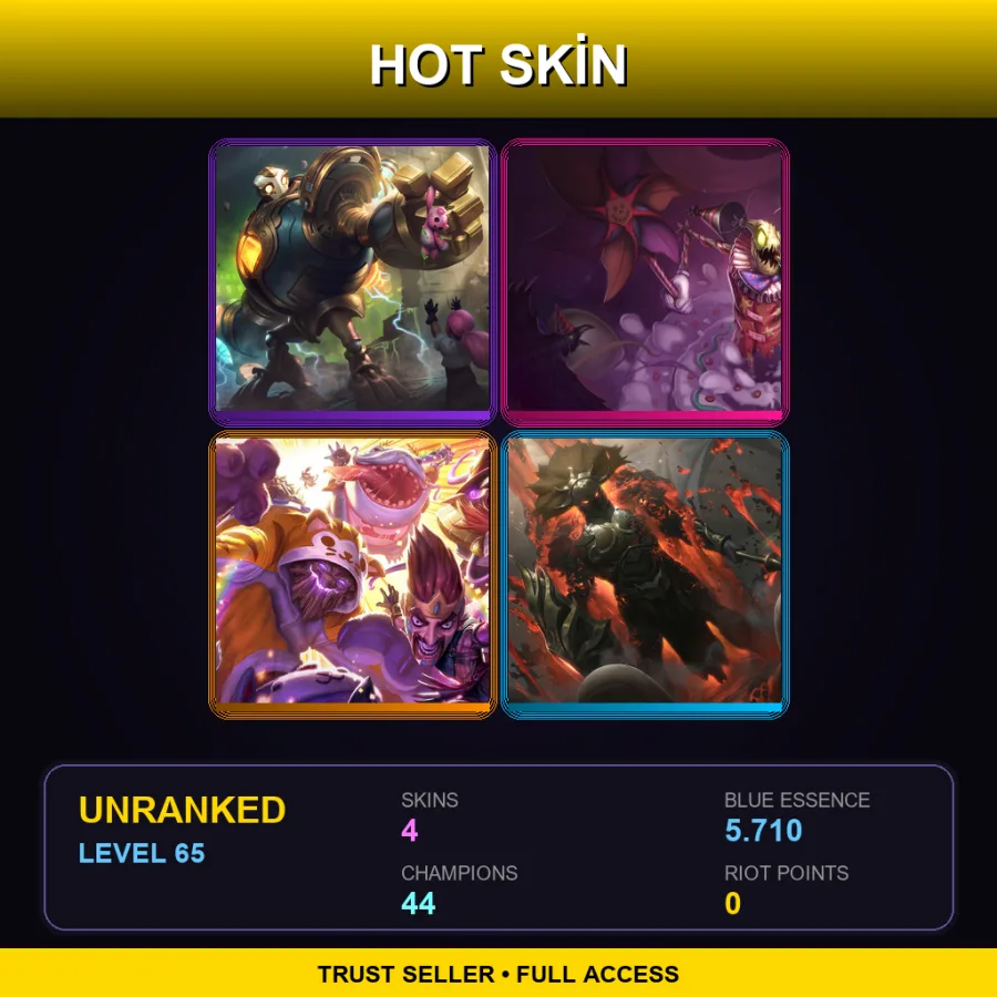EUW | Lv65 | Unranked | 4 Skin | 44 Champ — Myrmidon Pantheon