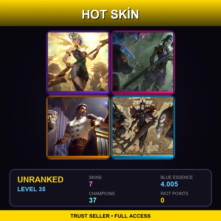 EUW | Lv35 | Unranked | 7 Skin | 37 Champ — LoL account