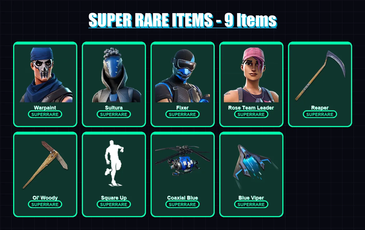 [PC/PSN] | Warpaint | Sultura | Fixer | Rose Team Leader | Sentinel | 65 skin | 82 pickaxe | 63 emote | 76 glider | Lv1116