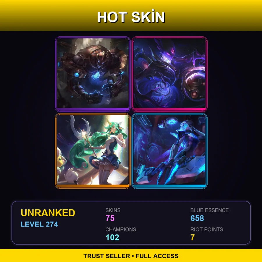 SG | Lv274 | Unranked | 75 Skin | 102 Champ
