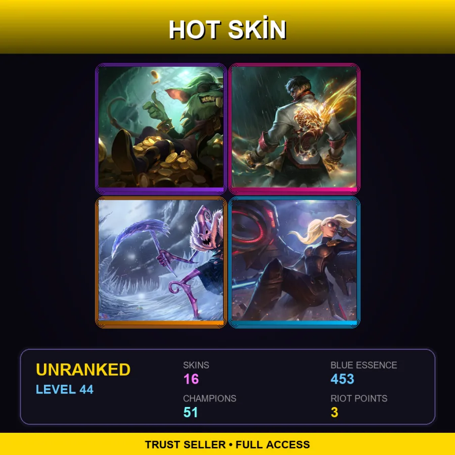 EUW | Kingpin Twitch | Dragon Fist Lee Sin | Dark Candy Fiddlesticks | Riot Kayle | 16 Skin | 51 Champ | Lv44