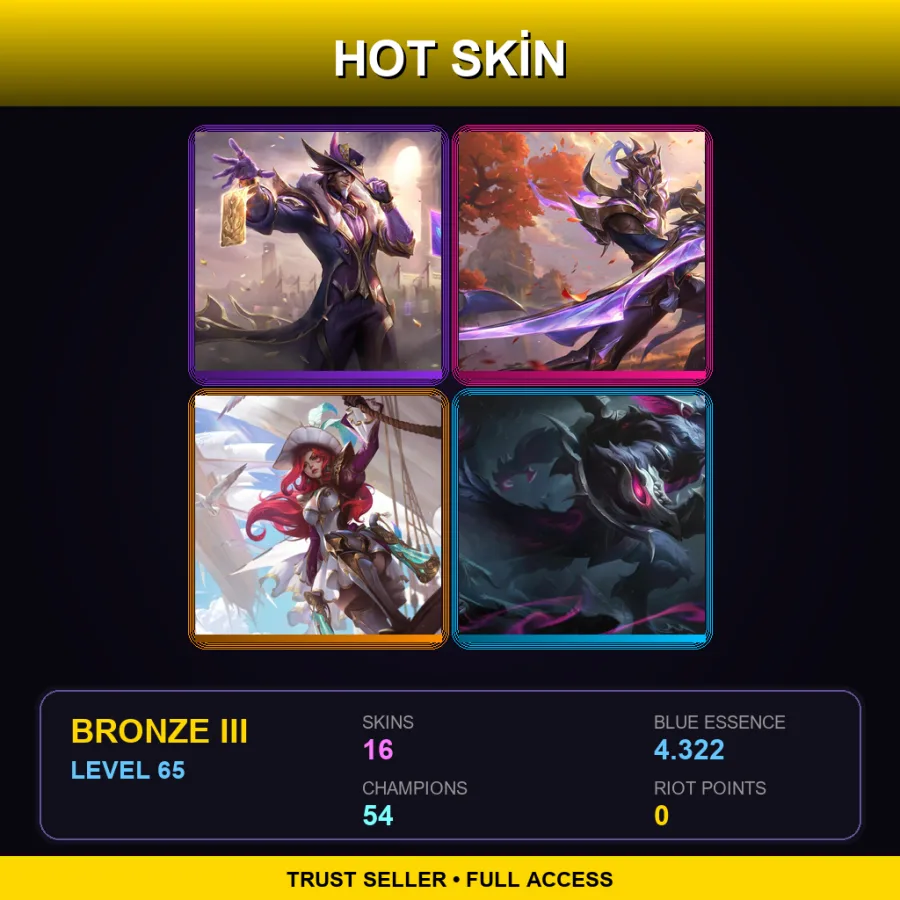 RU | Lv65 | Bronze III | 16 Skin | 54 Champ — LoL account