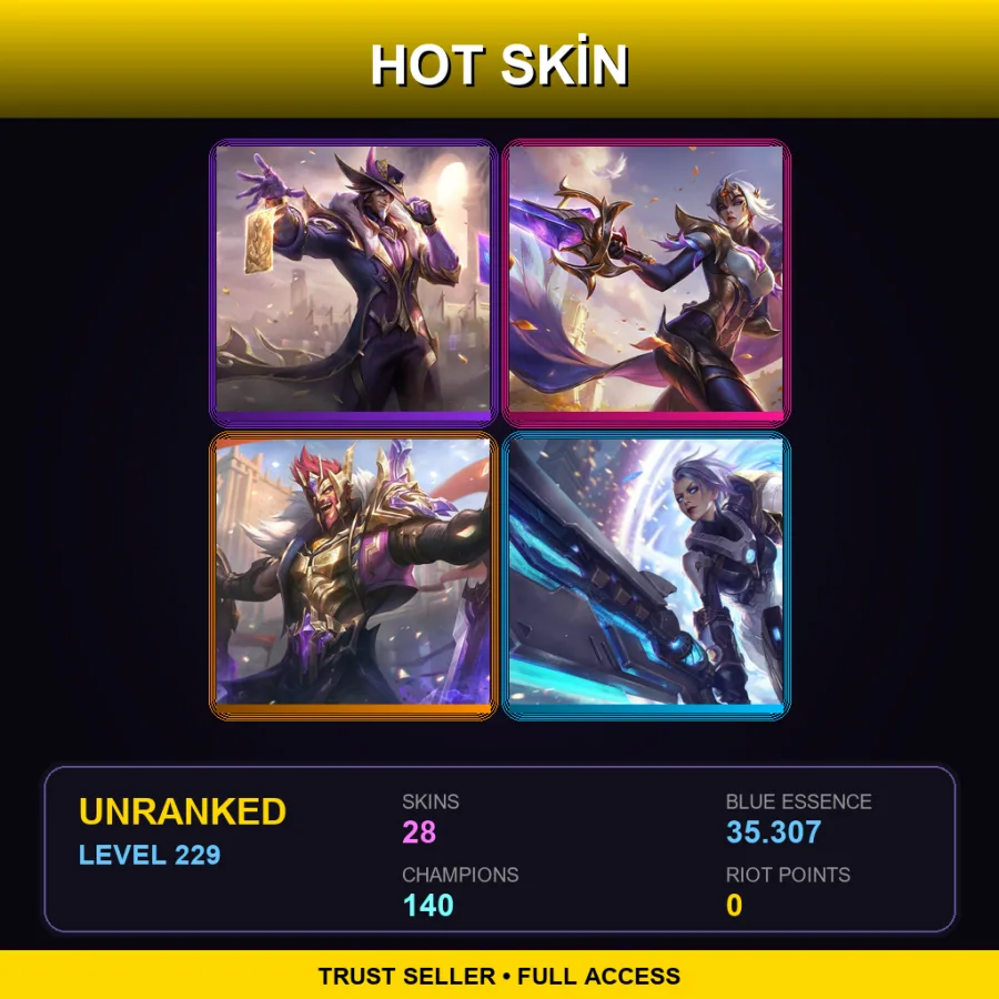 LAN | Lv229 | Unranked | 28 Skin | 140 Champ