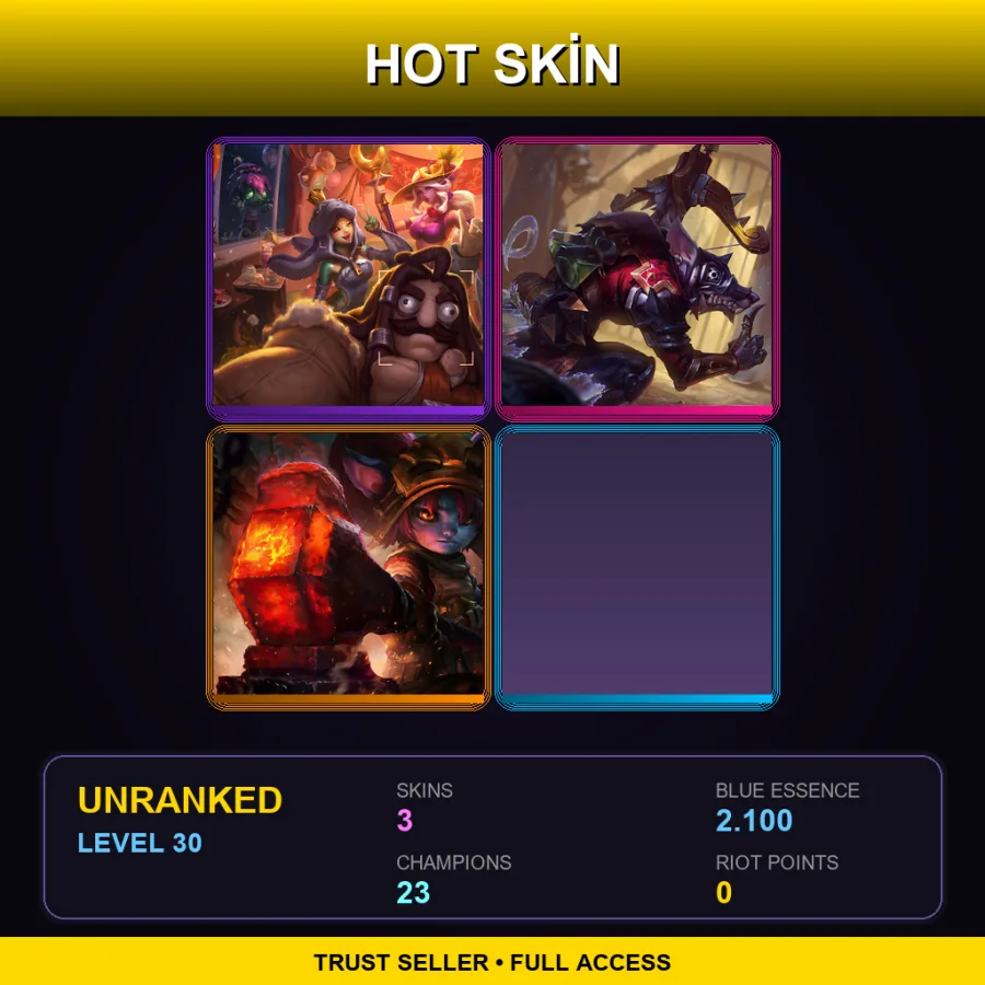 EUNE | Lv30 | Unranked | 3 Skin | 23 Champ — LoL account