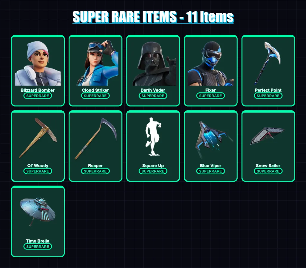 [PC/XBOX] | Blizzard Bomber | Cloud Striker | Darth Vader | Fixer | Raz | 150 skin | 185 pickaxe | 114 emote | 137 glider | Lv2034
