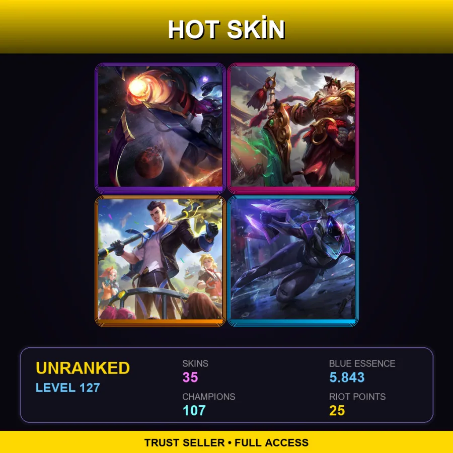 ME | Lv127 | Unranked | 35 Skin | 107 Champ — LoL account