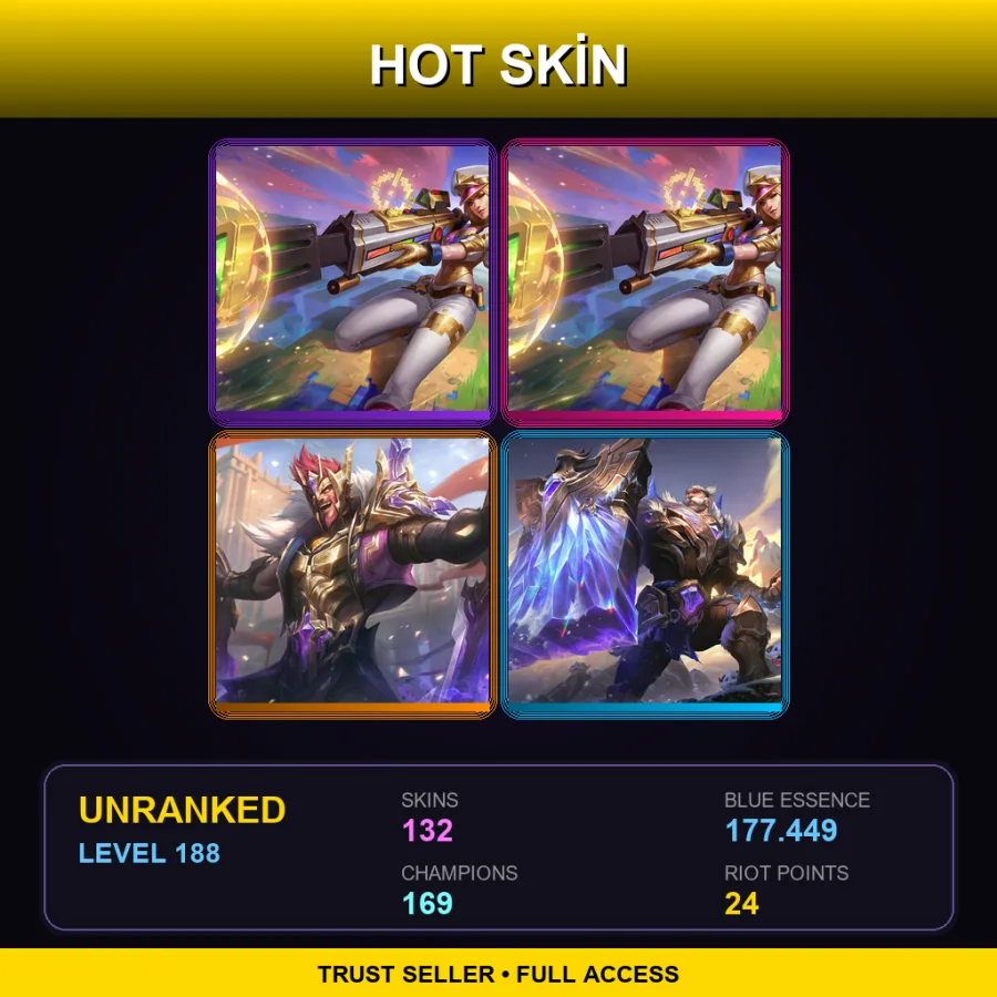 VN | Lv188 | Unranked | 132 Skin | 169 Champ with Ashe
