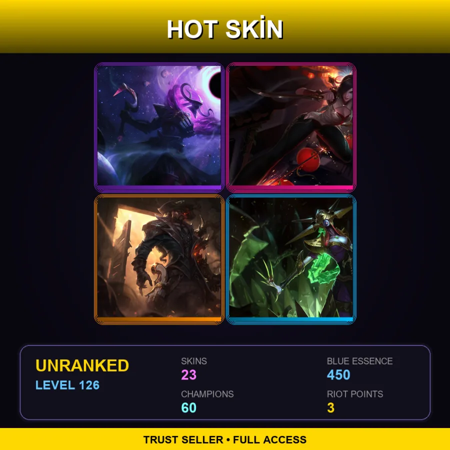 EUW | Lv126 | Unranked | 23 Skin | 60 Champ — LoL account