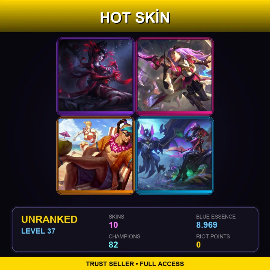 VN | Lv37 | Unranked | 10 Skin | 82 Champ — LoL account